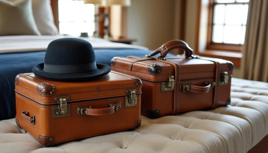 Bagages de luxe en cuir dans une suite spacieuse de navire